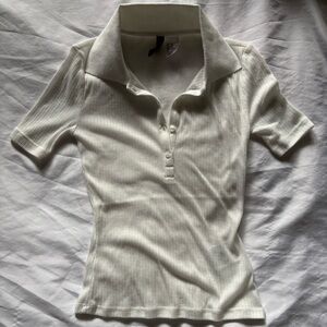 White Collared Short Sleeve Shirt